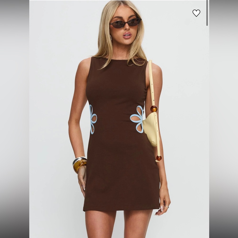 Princess Polly Shelbi Keyhole Boatneck
Mini Dress Brown / Blue